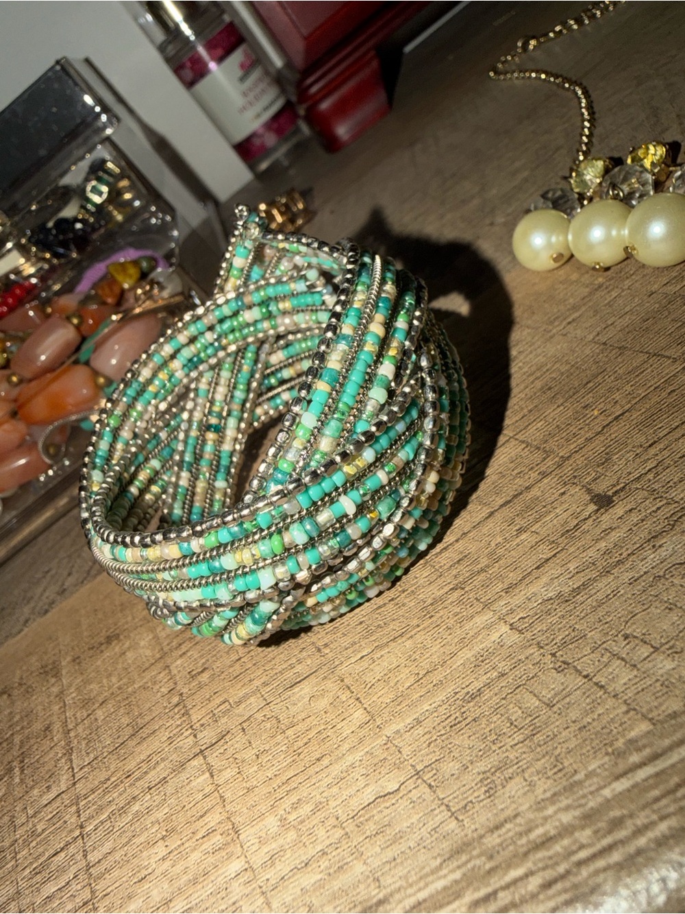 Beaded Wrap Bracelet - Turquoise Mix